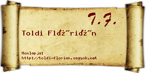 Toldi Flórián névjegykártya